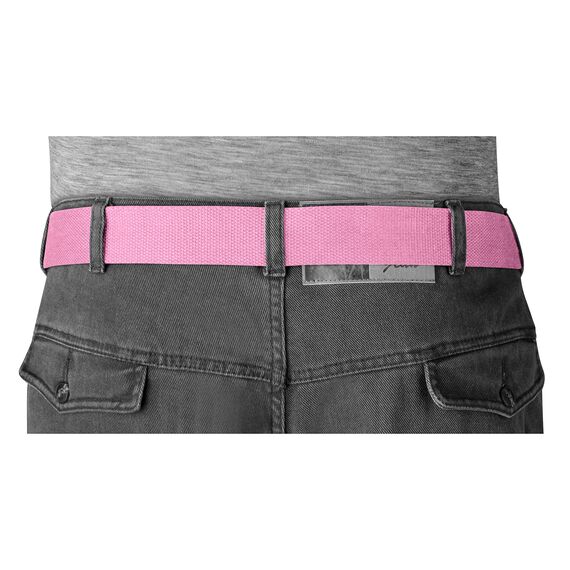 VINTAGE BASICS Unisex Stoffgürtel 130cm lang - 3,8cm breit - Herren und Damen Gürtel - Stufenlos verstellbarer Canvas Belt - Metallschnalle Rosa