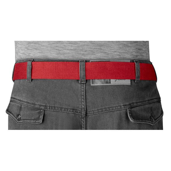 VINTAGE BASICS Unisex Stoffgürtel 130cm lang - 3,8cm breit - Herren und Damen Gürtel - Stufenlos verstellbarer Canvas Belt - Metallschnalle Rot