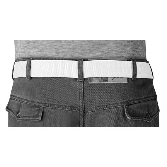 VINTAGE BASICS Unisex Stoffgürtel 130cm lang - 3,8cm breit - Herren und Damen Gürtel - Stufenlos verstellbarer Canvas Belt - Metallschnalle Weiß