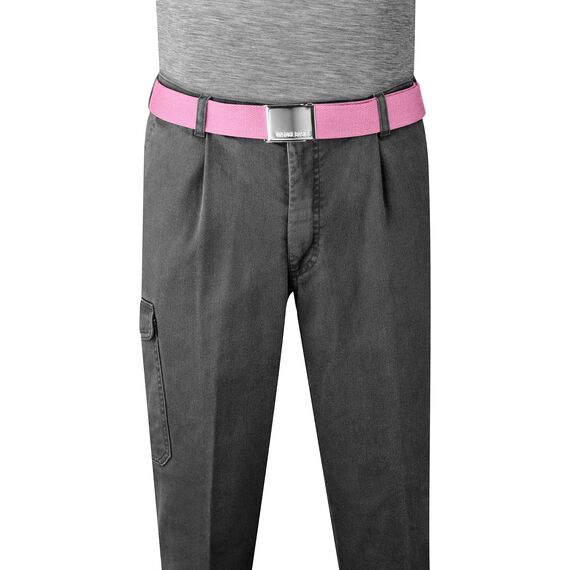 VINTAGE BASICS Unisex Stoffgürtel 130cm lang - 3,8cm breit - Herren und Damen Gürtel - Stufenlos verstellbarer Canvas Belt - Metallschnalle Rosa