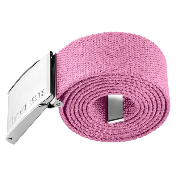 VINTAGE BASICS Unisex Stoffgürtel 130cm lang - 3,8cm breit - Herren und Damen Gürtel - Stufenlos verstellbarer Canvas Belt - Metallschnalle Rosa