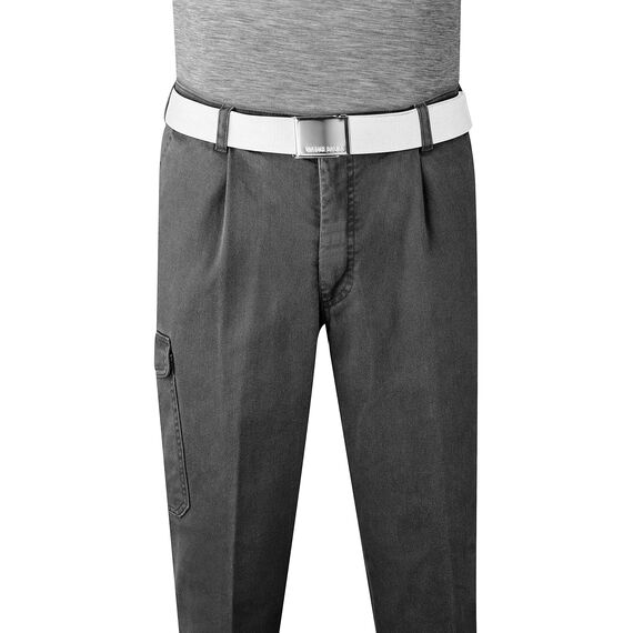 VINTAGE BASICS Unisex Stoffgürtel 130cm lang - 3,8cm breit - Herren und Damen Gürtel - Stufenlos verstellbarer Canvas Belt - Metallschnalle Weiß