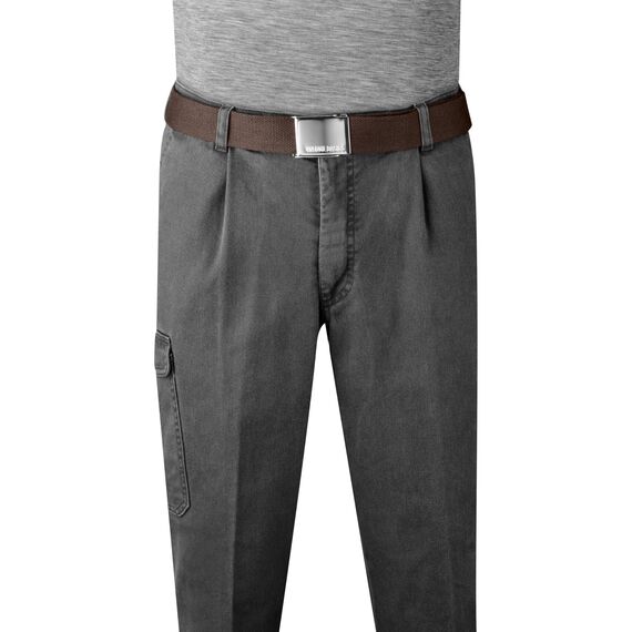 VINTAGE BASICS Unisex Stoffgürtel 130cm lang - 3,8cm breit - Herren und Damen Gürtel - Stufenlos verstellbarer Canvas Belt - Metallschnalle Dunkelbraun