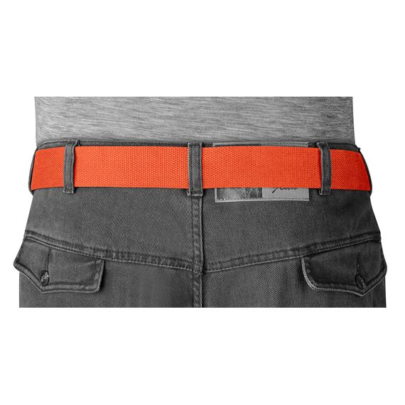VINTAGE BASICS Unisex Stoffgürtel 130cm lang - 3,8cm breit - Herren und Damen Gürtel - Stufenlos verstellbarer Canvas Belt - Metallschnalle Orange
