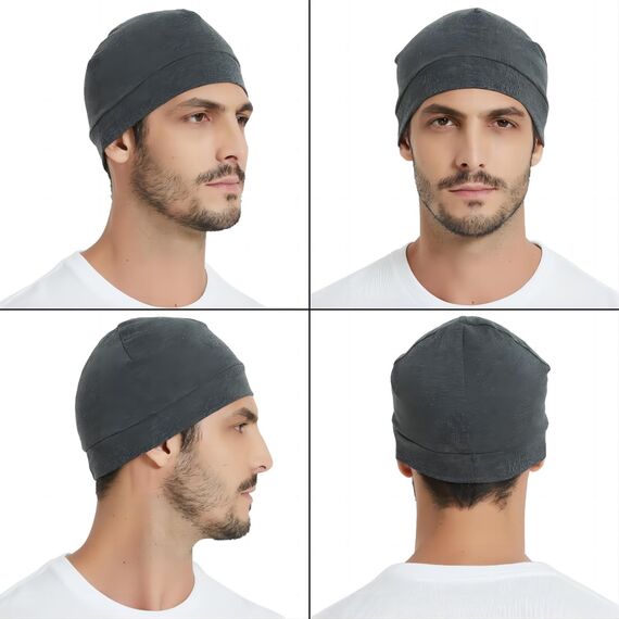 EINSKEY Fahrradmütze Unter Helm, Leichte Dünne Baumwollmütze für Herren und Damen, Perfekt als Schlafmütze, Laufmütze, Skull Cap oder Chemo Kopfbedeckung - 2er Pack