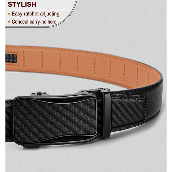 KEMISANT Gürtel Herren, Ledergürtel Ratsche Automatikschließe für Herren Business Anzug, 35mm Breit Gürtel,Größe Angepasst(Schwarz-140cm/42-48" taille verstellbar)