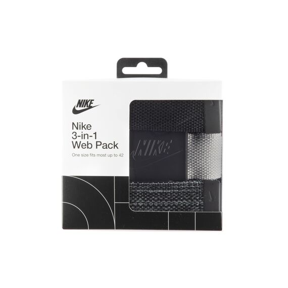 Nike Herren 3er-Pack Webgürtel, Schwarz/Grau/Schwarz Multi, Futura, Einheitsgröße