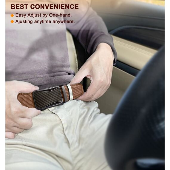 KEMISANT Gürtel Herren, Ledergürtel Ratsche Automatikschließe für Herren Business Anzug, 35mm Breit Gürtel,Größe Angepasst(Tawny-115cm/32-38" taille verstellbar)