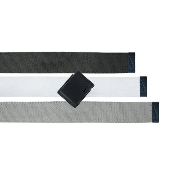 Nike Herren-Golfgürtel, 3er-Pack, Schwarz/Weiß/Grau, Mattschwarz, One-Size up to 42"