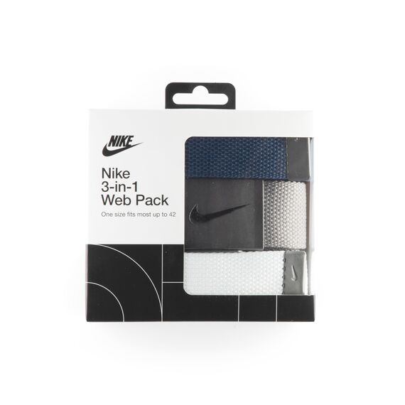 Nike Herren 3er-Pack Golf Web Gürtel, Weiß/Grau/Marineblau, Einheitsgröße