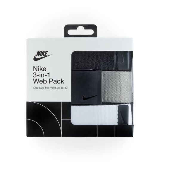 Nike Herren-Golfgürtel, 3er-Pack, Schwarz/Weiß/Grau, Mattschwarz, One-Size up to 42"