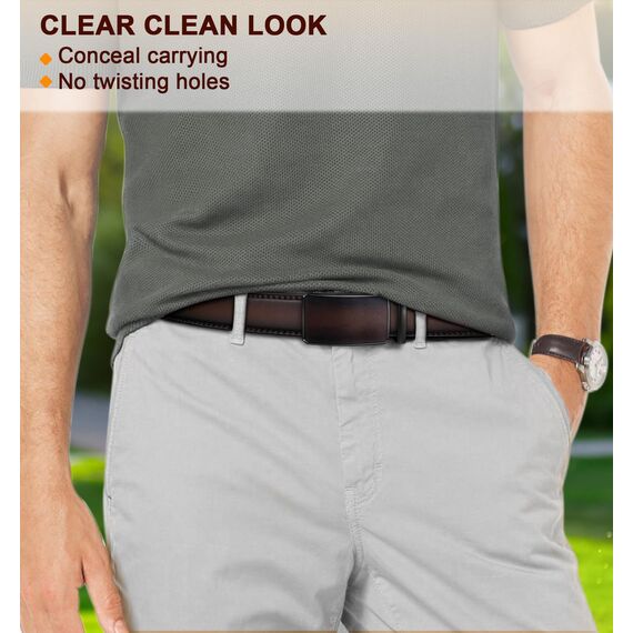 KEMISANT Gürtel Herren Gürtel Rachet Ledergürtel Verstellbar Golfgürtel Dress Gürtel Casual Jeansgürtel 35mm-Breite für Perfekte Passform(Dunkelbraun,110cm/30-36" taille verstellbar)