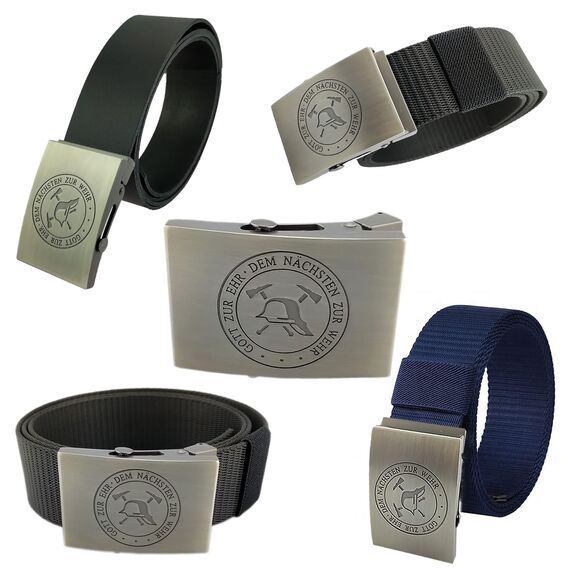 GravurManufakturBerlin Gürtelschließe für Hosengürtel Feuerwehr Gott zur Ehr Dem Nächsten zur Wehr - 4 cm breit ohne Gürtel