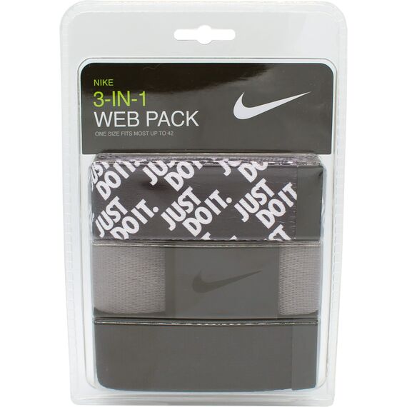 Nike 3er Pack Web Belt Herrengürtel (3er Pack), Schwarz/Weiß/Grau., Einheitsgröße