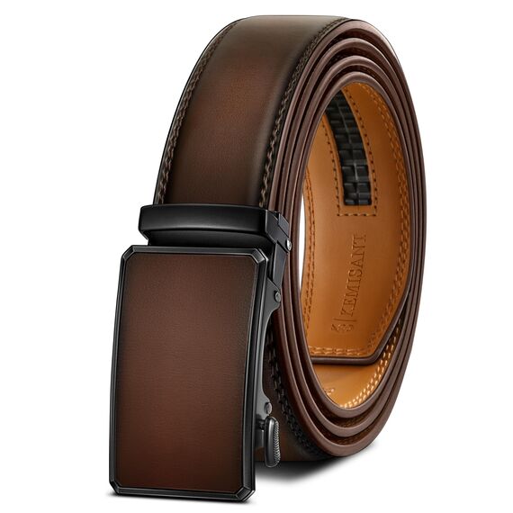 KEMISANT Gürtel Herren Gürtel Rachet Ledergürtel Verstellbar Golfgürtel Dress Gürtel Casual Jeansgürtel 35mm-Breite für Perfekte Passform(Dunkelbraun,140cm/42-48" taille verstellbar)