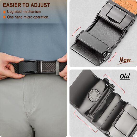 KEMISANT Gürtel Herren, Ledergürtel Ratsche Automatikschließe für Herren Business Anzug, 35mm Breit Gürtel,Größe Angepasst(Heiliges Grau-105cm/28-34" taille verstellbar)