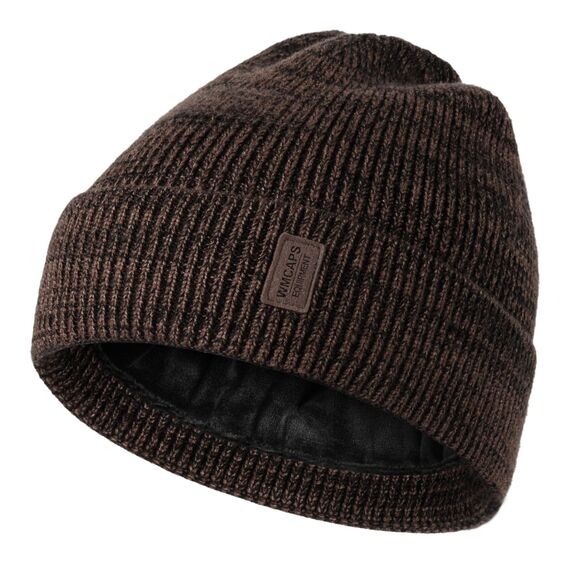Wmcaps Beanie Mütze, Herren Winter Warme Unisex Wintermütze Strickmütze Dehnbare Weiche Wollmütze mit Bündchen und Dickem Warmem Futter Geschenke für Freundin männer Frauen, Braun/Schwarz