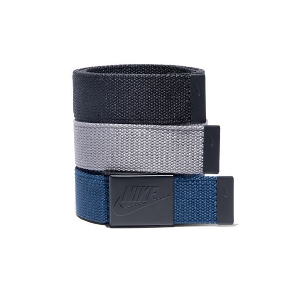 Nike Herren 3er-Pack Webgürtel, Schwarz, Grau, Marineblau/Matt Futura, Einheitsgröße