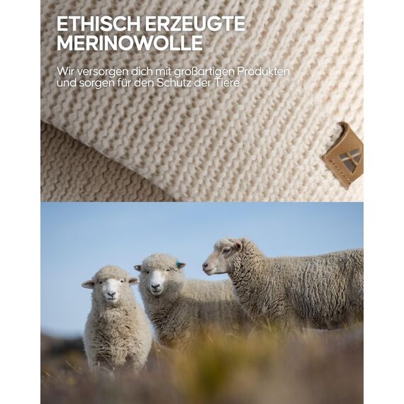 DANISH ENDURANCE Merino Mütze, Klassische Wollmütze, Warme Wintermütze, Thermo Beanie, Unisex, für Damen & Herren, Weiß, One Size