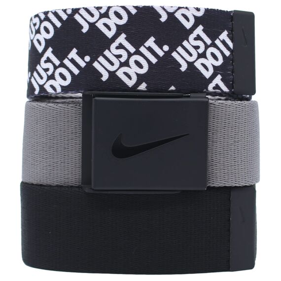 Nike 3er Pack Web Belt Herrengürtel (3er Pack), Schwarz/Weiß/Grau., Einheitsgröße