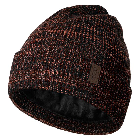 Wmcaps Beanie Mütze, Herren Winter Warme Unisex Wintermütze Strickmütze Dehnbare Weiche Wollmütze mit Bündchen und Dickem Warmem Futter Geschenke für Freundin männer Frauen, Schwarz/Orange