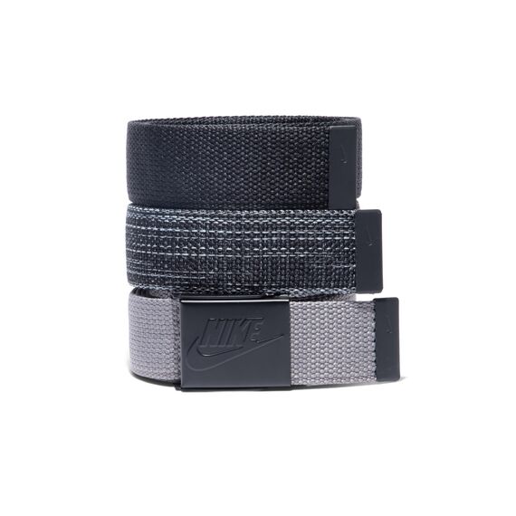Nike Herren 3er-Pack Webgürtel, Schwarz/Grau/Schwarz Multi, Futura, Einheitsgröße