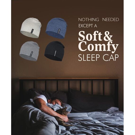 EMPIRELION 9" multifunktionale leichte Running Beanie-Mützen Skull Cap Radsport-Kappen Helmfutter Helm Unterziehmütze Schlaf Kappen für Damen Herren （Mitte grau Mel.+Stahlblau Mel.）