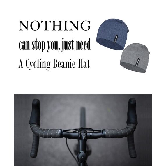 EMPIRELION 9" multifunktionale leichte Running Beanie-Mützen Skull Cap Radsport-Kappen Helmfutter Helm Unterziehmütze Schlaf Kappen für Damen Herren （Mitte grau Mel.+Stahlblau Mel.）