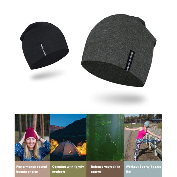 EMPIRELION 9" Multifunktionale Leichte Running Beanie-Mützen Skull Cap Radsport-Kappen Helmfutter Helm Unterziehmütze Schlaf Kappen für Damen Herren (Dunkelgraues Melange)