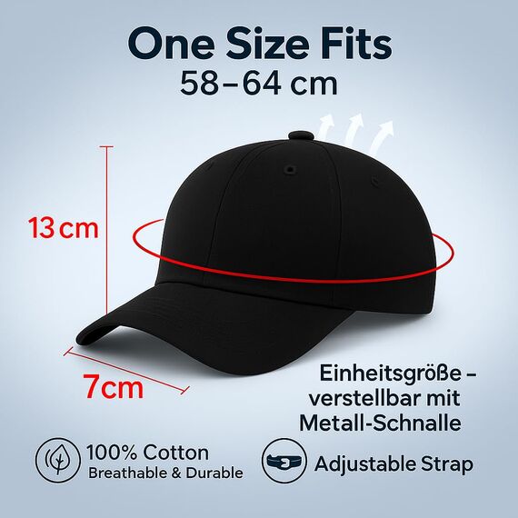 4sold Baseball Cap Baumwolle, Unisex Baseballkappe Herren Damen, Verstellbar Einheitsgröße, Sonnenmütze, Leicht & Atmungsaktiv, Sport Freizeit Outdoor