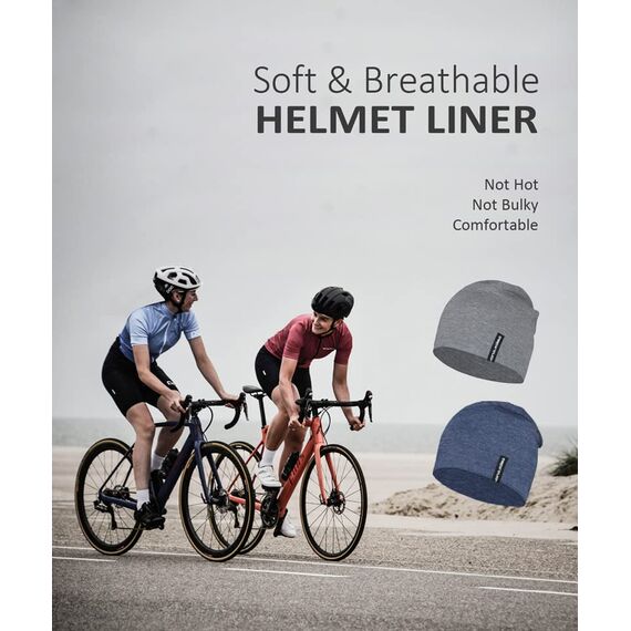 EMPIRELION 9" multifunktionale leichte Running Beanie-Mützen Skull Cap Radsport-Kappen Helmfutter Helm Unterziehmütze Schlaf Kappen für Damen Herren （Mitte grau Mel.+Stahlblau Mel.）