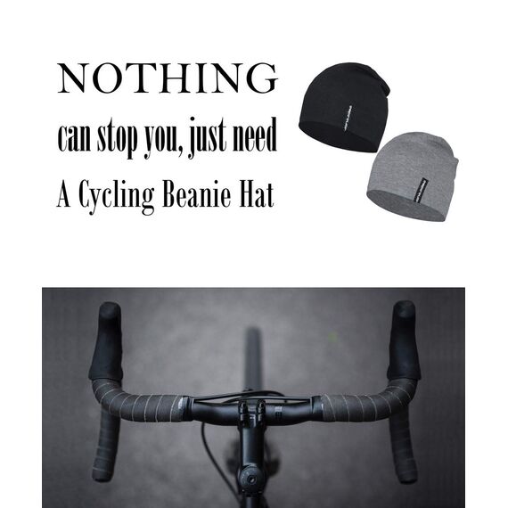 EMPIRELION 9" Leicht Stricken Mützen Hüte,Helm Liner Laufen Scheitelkäppchen Schlafen Kappen für Damen Herren (Schwarz+Mitte grau Melange)