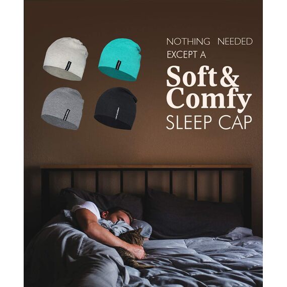 EMPIRELION 9" Leicht Stricken Mützen Hüte,Helm Liner Laufen Scheitelkäppchen Schlafen Kappen für Damen Herren (Schwarz+Mitte grau Melange)