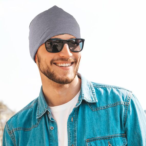 EMPIRELION 9" Multifunktionale Leichte Mütze Running Beanie-Mützen Skull Cap Radsport-Kappen Helmfutter Helm Unterziehmütze Schlaf Kappen für Damen Herren (Mitte grau Melange)