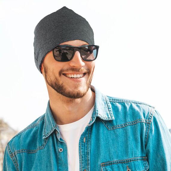 EMPIRELION 9" Multifunktionale Leichte Running Beanie-Mützen Skull Cap Radsport-Kappen Helmfutter Helm Unterziehmütze Schlaf Kappen für Damen Herren (Dunkelgraues Melange)