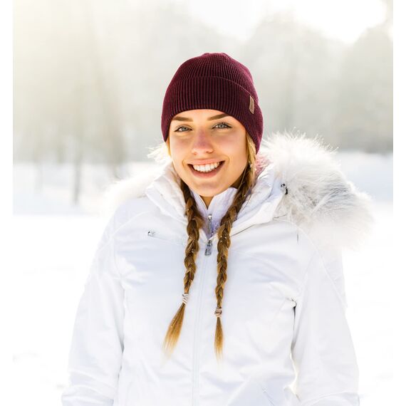 Wmcaps Beanie Mütze, Herren Winter Warme Unisex Wintermütze Strickmütze Dehnbare Weiche Wollmütze mit Bündchen und Dickem Warmem Futter Geschenk für Freundin männer Frauen (Burgunderrot)