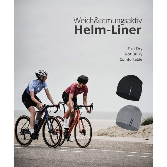 EMPIRELION 9" Multifunktionale Leichte Mütze Running Beanie-Mützen Skull Cap Radsport-Kappen Helmfutter Helm Unterziehmütze Schlaf Kappen für Damen Herren (Mitte grau Melange)
