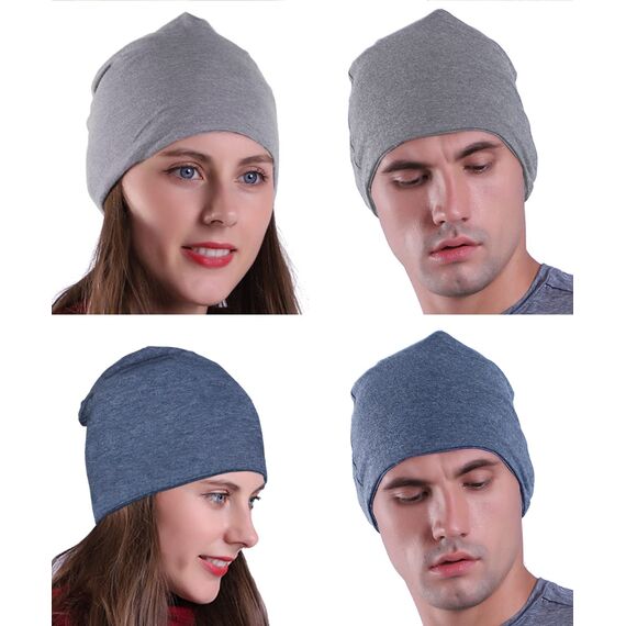 EMPIRELION 9" multifunktionale leichte Running Beanie-Mützen Skull Cap Radsport-Kappen Helmfutter Helm Unterziehmütze Schlaf Kappen für Damen Herren （Mitte grau Mel.+Stahlblau Mel.）