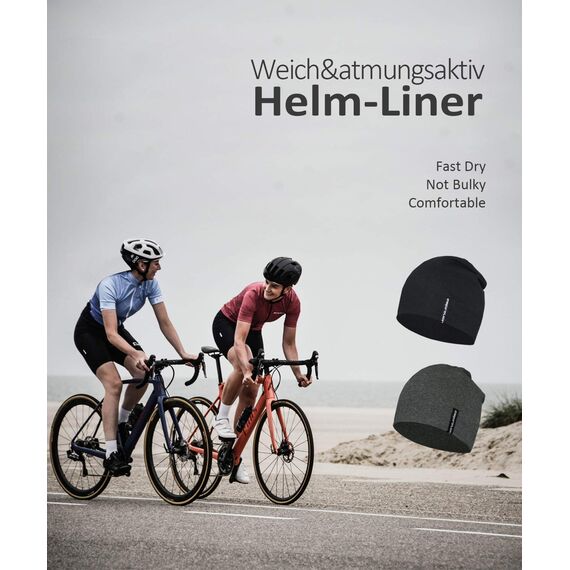 EMPIRELION 9" Multifunktionale Leichte Running Beanie-Mützen Skull Cap Radsport-Kappen Helmfutter Helm Unterziehmütze Schlaf Kappen für Damen Herren (Dunkelgraues Melange)