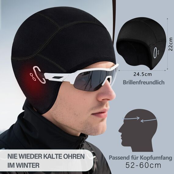 HAZENS Fahrradmütze Fahrradhelm Mütze Radmütze Unterziehmütze Herren/Damen Fahrradkappe Sportmütze Laufmütze Bike Warm Cap Winddichte Wintermütze Atmungsaktiv Helmmütze (Black)