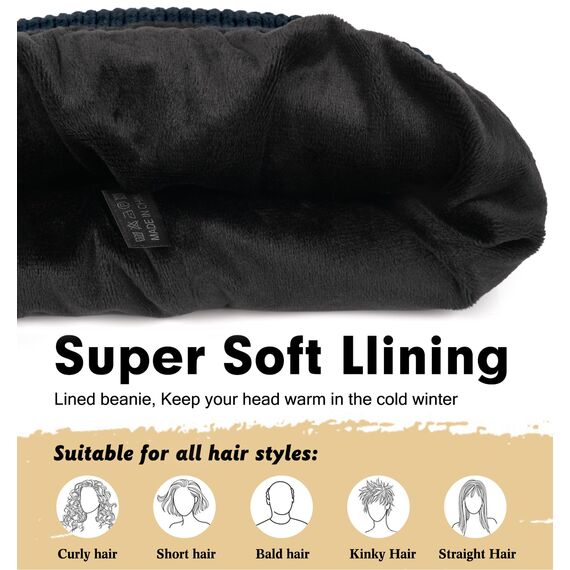 Wmcaps Beanie Mütze, Herren Winter Warme Unisex Wintermütze Strickmütze Dehnbare Weiche Wollmütze mit Bündchen und Dickem Warmem Futter Geschenke für Freundin männer Frauen, Tie-Dye Blau