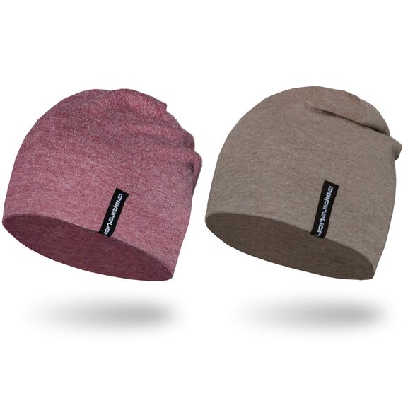 EMPIRELION 9" multifunktionale leichte Running Beanie-Mützen Skull Cap Radsport-Kappen Helmfutter Helm Unterziehmütze Schlaf Kappen für Damen (Braun+Bordeauxrot)