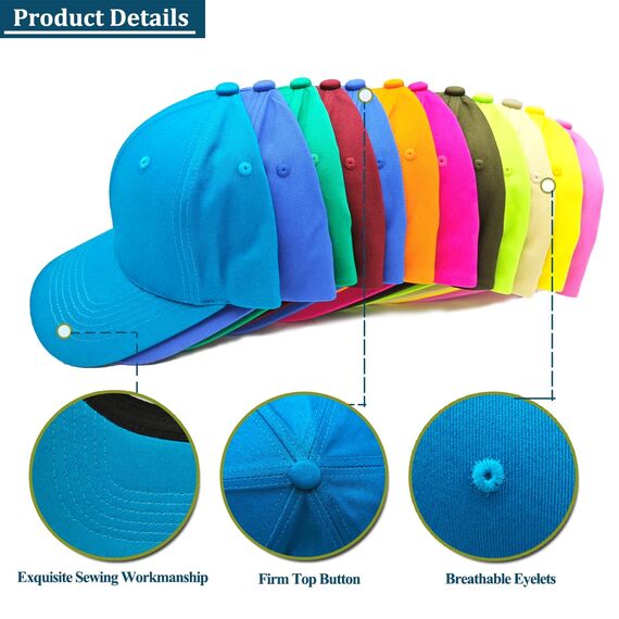 4sold (3 Stück) Baseballkappe für Männer und Frauen, 100% Baumwolle, Baseballkappe, Sport, lässig, einfarbig, Sonnenhut, Messing, Polo-Stil, klassisch, Farbset 1, One Size