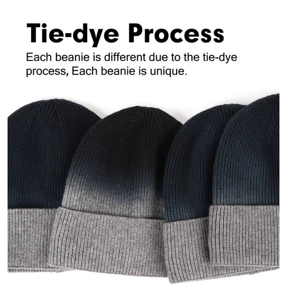 Wmcaps Beanie Mütze, Herren Winter Warme Unisex Wintermütze Strickmütze Dehnbare Weiche Wollmütze mit Bündchen und Dickem Warmem Futter Geschene für Freundin männer Frauen (Tie-dye Hellgrau)