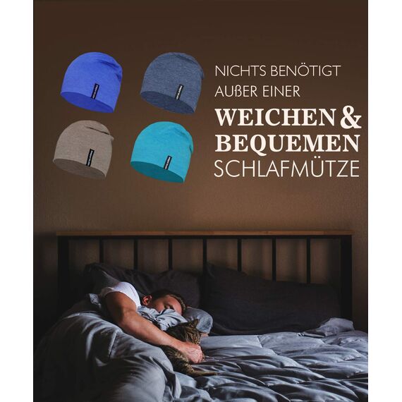 EMPIRELION 9" Multifunktionale Leichte Running Beanie-Mützen Skull Cap Radsport-Kappen Helmfutter Helm Unterziehmütze Schlaf Kappen für Damen Herren (Königsblau Melange)