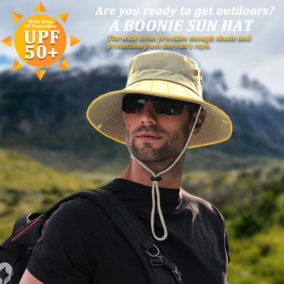 Favuit Sonnenhut, Boonie Hut Herren Damen Buschhut Breite Krempe Outdoor Hat UV Schutz Sonnenschutz Faltbar Wanderhut Fischerhut Gartenhut Anglerhut Buschhüte