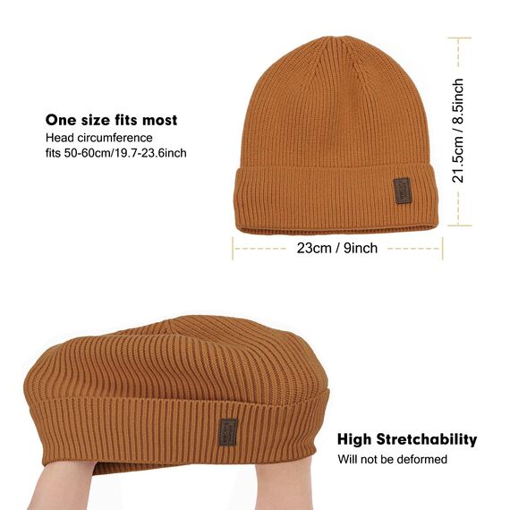Wmcaps Beanie Mütze, Herren Winter Warme Unisex Wintermütze Strickmütze Dehnbare Weiche Wollmütze mit Bündchen und Dickem Warmem Futter Geschenk für Freundin männer Frauen (Gelb)