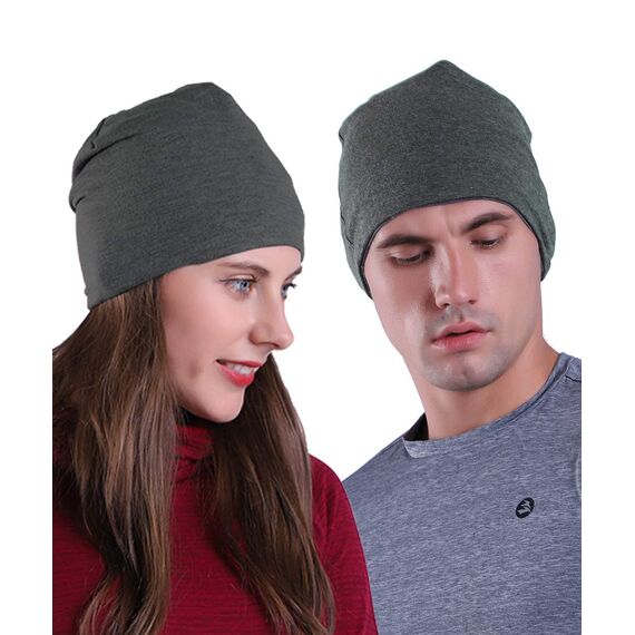 EMPIRELION 9" Multifunktionale Leichte Running Beanie-Mützen Skull Cap Radsport-Kappen Helmfutter Helm Unterziehmütze Schlaf Kappen für Damen Herren (Dunkelgraues Melange)