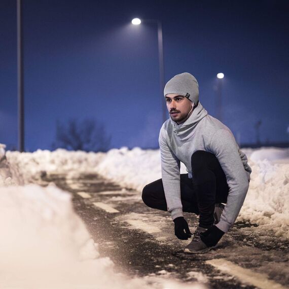 ALPIDEX Baumwollmütze Fleecegefüttert Wintermütze Warme Fleece Mütze Unisex Radfahren Laufmütze Winddicht Sportmütze Atmungsaktiv Running Fahrradmütze, Farbe:Mountain Grey