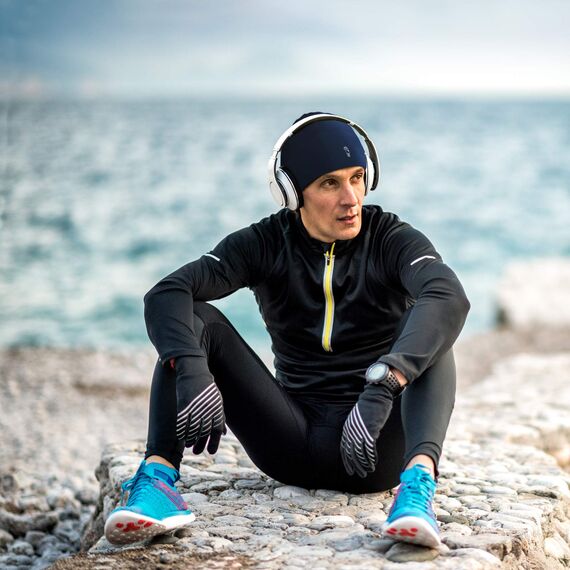 ALPIDEX Running Mütze Sportmütze Laufmütze Damen Herren Funktionsmütze One Size Thermo Kopfbedeckung Radfahren Winddicht Atmungsaktiv Skull Cap Fahrrad Unterziehmütze Unisex, Farbe:Dark Blue